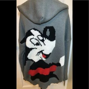 Mickey Mouse Intarsia Hooded Sweater Size Small